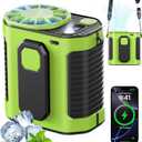 Portable Waist Fan, 10-Speed Rechargeable Body Fan with LED Light,Hands Free Wearable Belt Clip Waist Fans, 10000mAh Battery Cooling Fans, Dual Clips/Power Bank, 15000RPM for Camping, Outdoor, Jobsite (Green)