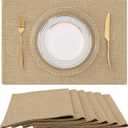 homing Cotton Linen Placemats Set of 6, Cloth Washable Farmhouse Dining Table Mats for Indoors & Outdoors, Easy to Clean,  13 x 19 Inch