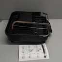 SNTD Dish Drying Rack, Expandable Dish Rack for Kitchen Counter, Stainless Steel Dish Drainer with Drainboard Set and Utensil Holder (Black)