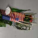 HUAESIN Memorial Day Flowers for Cemetery Artificial Cemetery Flowers for Grave Silk Red White and Blue Flower with Flags Patriotic Flowers for 4th of July Home Table Entryway Decor