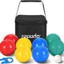 ropoda 90mm Bocce Ball Set, Lighter Bocce Ball for Beginners with 8 Balls, Pallino, Case and Measuring Rope for Backyard/Beach/Lawn, Composite Plastic for Kids Teens Beginners