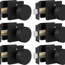 Goldenwarm Black Door Knobs Interior, Zinc Alloy Square Ball Matte Black Privacy Door Knobs for Bedroom, Bathroom,Heavy Duty Interior Door Knob Bulk - Modern & Stylish(6 Pack)