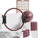 PhysKcal Pilates Kit, 15-Inch Pilates Ring with 1x Core Ball, 3X Resistant Loops and 2X Flex Bands, Home Pilates Equipment Set and Mat Pilates Essential Kit