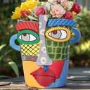 LCCCK Colorful Face Planter Funky Head Planters for Indoor Plants, Succulent Pots with Drainage for Home Unique Decor, Large Abstract Flower Pots for Indoor Outdoor Garden Cute Plant Decor
