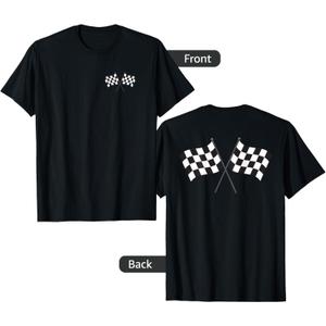 Car Racing Checkered Flag Race Flag Black And White Checker T-Shirt, Size: XL