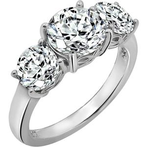 Amazon Essentials Platinum-Plated Sterling Silver Round 3-Stone Ring made with Infinite Elements Cubic Zirconia (4 cttw), Size 7, (Previously Amazon Collection)