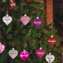 2 x Geosar 30 Pack Conversation Heart Ornaments Valentines Day Decorations, Glitter Matte Heart Shaped Hanging Baubles for Christmas Tree Wedding Home Decor (Red,Silver,Pink,Purple,Rose Red)