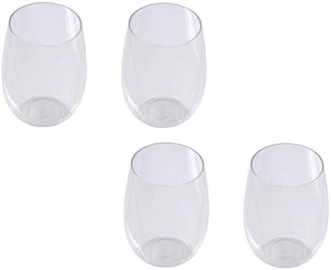 Cabilock Whiskey Glasses 4pcs Plastic Cups Stemless Wine Glasses Clear Coffee Cups Tea Cup Wine Tumblers Beverage Glasses Drinking Cups for Juice Milk Beverage Whiskey Glasses Terrarium