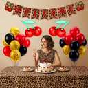 Outus Cheetah Cherry Birthday Decorations Cheetah Print Party Decorations Leopard Brithday Banner Cherry Foil Balloons Red and Black Leopard Print Balloons for Women Birthday Party Decor Supplies
