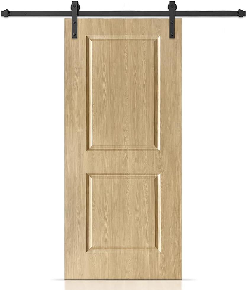 37 in. x 80 in. 2 Panel Hollow Core Oak Finished PVC Composite Interior Sliding Barn Door with Hardware Kit