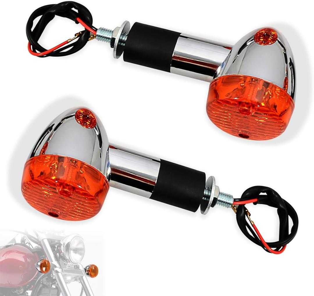 WOWTK Turn Signal Lamp Set,Motorcycle Front/Rear signal light for Kawasaki Vulcan VN 750 800 900 1500 1600 1700 2000,Amber(2 PCS)