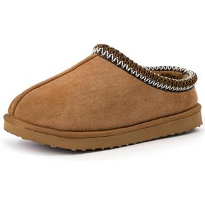 Gdazzio Women's Slippers Fuzzy Cozy Short Ankle Shoes Indoor and Outdoor Mules Furry Warm House Slippers for Woman Cute Fluffy Clogs (Chestnut, 7.5)