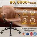 HeroSet Leather Office Chair with Removable Armrests, Mid Back Ergonomic Desk Chair with Lumbar Support, Adjustable Height Rocking Swivel Executive Chair for Home Office, Brown, 21 inches x 21 inches x 39 inches