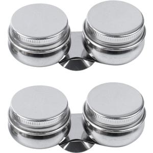 AUEAR, 2 Pack Stainless Steel Oil Painting Double Palette Cup with Screw Lid Dipper Clip for Watercolor Gouache