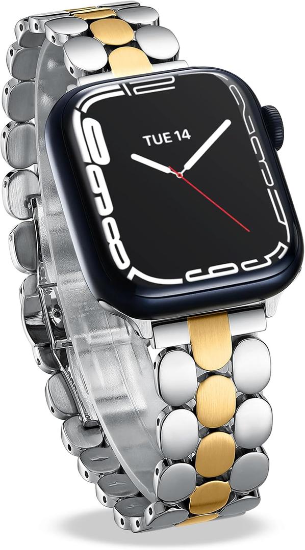 Designer Band for Apple Watch 40mm 41mm 42mm 38mm 44mm 45mm 46mm 49mm for Women, Stainless Steel Dressy Bands Compatible with Apple Watch Series 11,10,Se,9,8,7,6,5,4,3,2,1 for iWatch