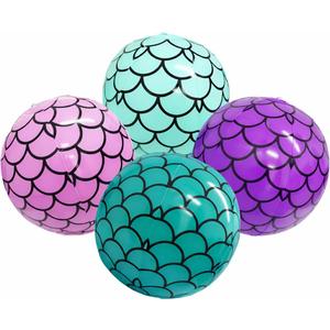 Mermaid Beach Balls (4 Pack) Mermaid Party Favors, Mermaid Party Decorations for Girls, Mermaid Birthday Party Supplies, Under The Sea Themed Party Decor, Gifts for Girls Pool Party