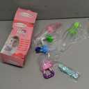 Food Feeder Baby Fruit Feeder Pacifier (3 Pcs) with 6 Different Sized Silicone Pacifiers,Silicone Baby Food Dispensing Spoon 90ML with 2 Babies Spoons Pacifier Clip Infant Fruit Teething Feeders-Pink