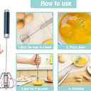 Semi-automatic Whisk, Stainless Steel Egg Beater, Hand Push Rotary Whisks Mixer Stirrer for Making Cream, Whisking, Beating and Stirring (3 Color2)