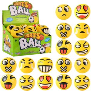 24 Pack - Mini Soft Foam Squeeze Balls, 2.5" Toy Stress Relief Bulk Educational Emoticon Novelties for Kids, School, Classroom, Party Favors, Rewards (Yellow (3.0"))