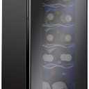 Ivation 12 Bottle Compressor Wine Cooler Refrigerator w/Lock, Large Freestanding Wine Cellar Fridge, 41f-64f Digital Temperature Control Glass Door Black
