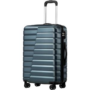 Coolife Carry On Luggage Airline Approved with Wheels Hard Shell Suitcase Spinner TSA Lock Telescopic Handle (20-inch-Teal blue)