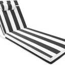 Chaise Lounge Cushion for Outdoor Furniture, Waterproof, Fade-Resistant and Tear Resistant, Patio Lounger Pads with Removable Cover for Pool, Deck, Lawn, 72x21x4 Inch, Black & White Stripe