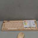 Wireless Keyboard and Mouse Combo, Retro Round Keycaps, Full-Size Stylish Typewriter Keyboard with Phone/Tablet Holder, Ergonomic Mouse with 3-Level DPI, 2.4GHz Connection for Windows/PC (Milk-Tea)