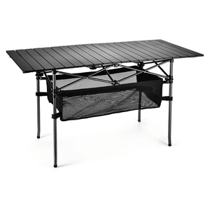 Lightweight Aluminum Folding Camping Table (47” x 21.65” x 26.7”), Portable Roll-Up Design for Outdoor, Camping, Beach, BBQ, Patio, and Picnic, Durable & Waterproof with Carrying Bag, L