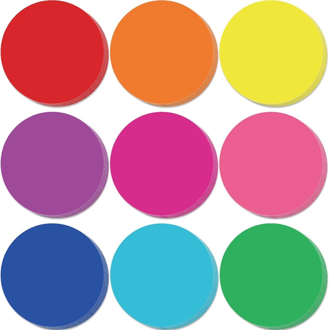Geyee 108 Pcs Circle Cutouts Paper Bulletin Board Decorations Assorted Color Round Die Cut for Classroom Decor Teachers DIY Craft Office School Chalkboard Wall Decor(3.5 Inch)
