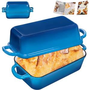 GRMImosa Cast Iron Bread Loaf Pan with Lid, Loaf Pans for Baking Bread, 2-In-1 Enameled Loaf Pans For Baking Bread, Bread Dutch Oven For Golden Crispy Crust For Homemade Bread & Sourdough (Marseille)