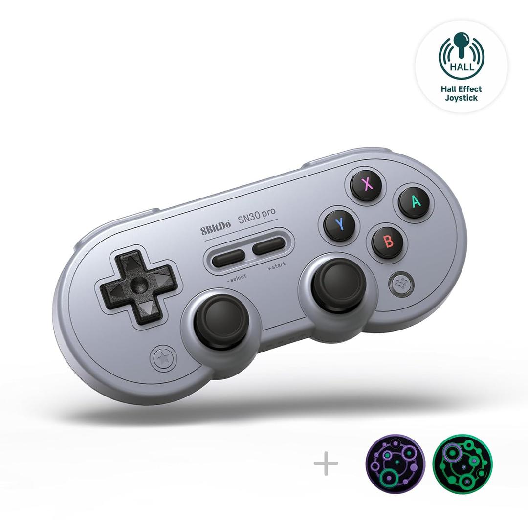8 Bitdo Sn30 Pro Wireless Bluetooth Controller, Hall Effect Joystick Update, Retro Gamepad for Switch/Switch 2, PC, Steam Deck, Android, Raspberry PI, iPhone, iPad, macOS and Apple TV (Gray Edition)