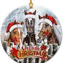 3 x VeryHomy 2025 Farmhouse Horse Ornaments for Christmas Tree | Double Sided Ceramic Horse Ornament, Gifts for Horse Lovers, Farm Animal Ornaments for Xmas Decorations, Horse Lover Gifts for Women Girls