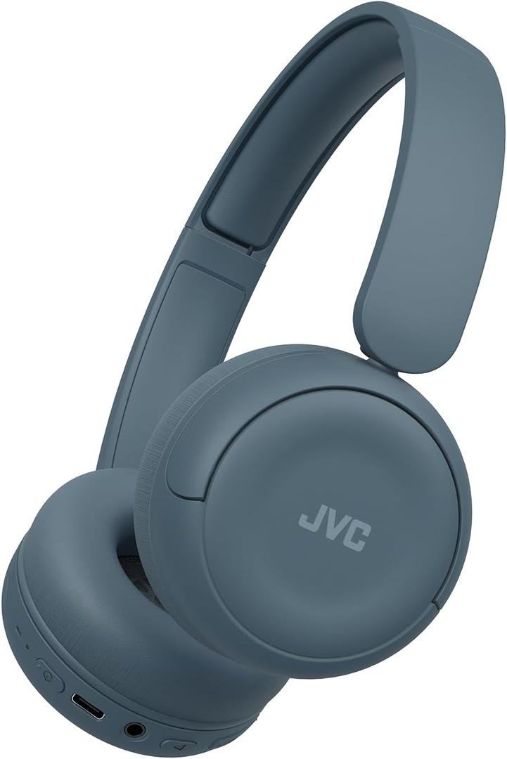 JVC Wireless Headphones with 50H Battery Life, Soft Cushions, Foldable Design, Bluetooth 5.3, Multipoint Connection, App EQ, Built-in Mic  Retro Blue - HAS59WA