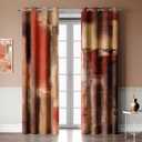 Burnt Orange Blackout Curtains, Abstract Brown Black Modern Window Drapes 2 Panels for Bedroom Living Room, Grommet Top Room Darkening Curtains Home Decor 52'' x 84''
