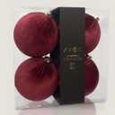 4PCS Red Velvet Christmas Ornaments Set  6 Inch Large Flocked Shatterproof Baubles for Xmas Tree Decoration, Hanging Ornaments for Holiday & Home Dcor (Burgundy Red, 6 Inch / 15 cm)