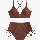 ZAFUL Women High Waisted Bikini Set Two Piece Tummy Control Wrap Swimsuit Lace Up Bathing Suit, Size Medium