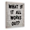 FITIE What If It All Works Out Canvas Wall Art Poster, Retro Newspaper Typography Black and White Framed Artwork Prints Wall Decor for Home Bedroom Living Room Apartment, 11x14 Inch