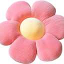 Flower-Shaped Cute Pillow, Flower Cushion, Reading Pillow and Leisure and Comfortable Pillow, Car Cushion (Pink/Yellow, 40cm*40cm)