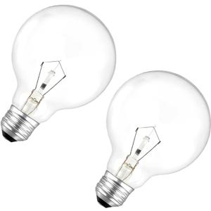  2 Pack G25 Globe Light Bulbs 40W Incandescent Light Bulb, G25 Double Life Globe Bulb,2700K Soft White, E26 Base, Dimmable Crystal Clear Vanity Bulbs