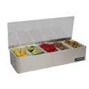 San Jamar Garnish Trays with Hinged Lid for Kitchen, Bar, And Restaurants, Stainless Steel, 18.5 X 6.5 X 4 Inches, Silver