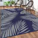 GENIMO Outdoor Rug, Waterproof Plastic Rugs for Patio, 5'x8' Blue Grey
Outside Large Leaf Carpet Mat for Porch Decor, Deck, Balcony, Camping, RV, Backyard, Picnic, Beach, Reversible, Foldable