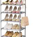 WEXCISE 10 Tiers Tall Shoe Rack Narrow 20-24 Pairs Shoe Rack for Closet Entryway Vertical Metal Shoe Rack Organizer Shoe and Boots Organizer Storage Sturdy Shoe Shelf Shoe Stand Gray (Grey)