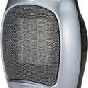 Amazon Basics Oscillating Ceramic Portable Indoor Space Heater, Fast Heating Technology, Overheat and Tip-Over Protection, Adjustable Thermostat, 1500W, 7.52"D x 6.34"W x 9.45"H, Silver