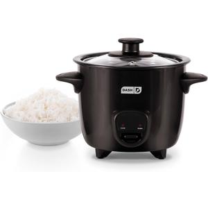 DASH Mini Rice Cooker Steamer with Removable Nonstick Pot, Keep Warm Function & Recipe Guide, One Half Quart, for Soups, Stews, Grains & Oatmeal - Black