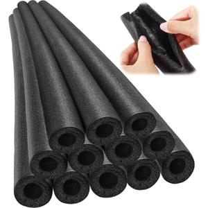 Amylove 12 Pcs 3.3 Feet Pipe Insulation Foam Tube Pool Noodles Insulating Water Pipe Swim Noodles Pre Slit Heat Preservation Pipes Cover for Tubing Outdoor Winter Freeze Protection(Black,1 Inch)