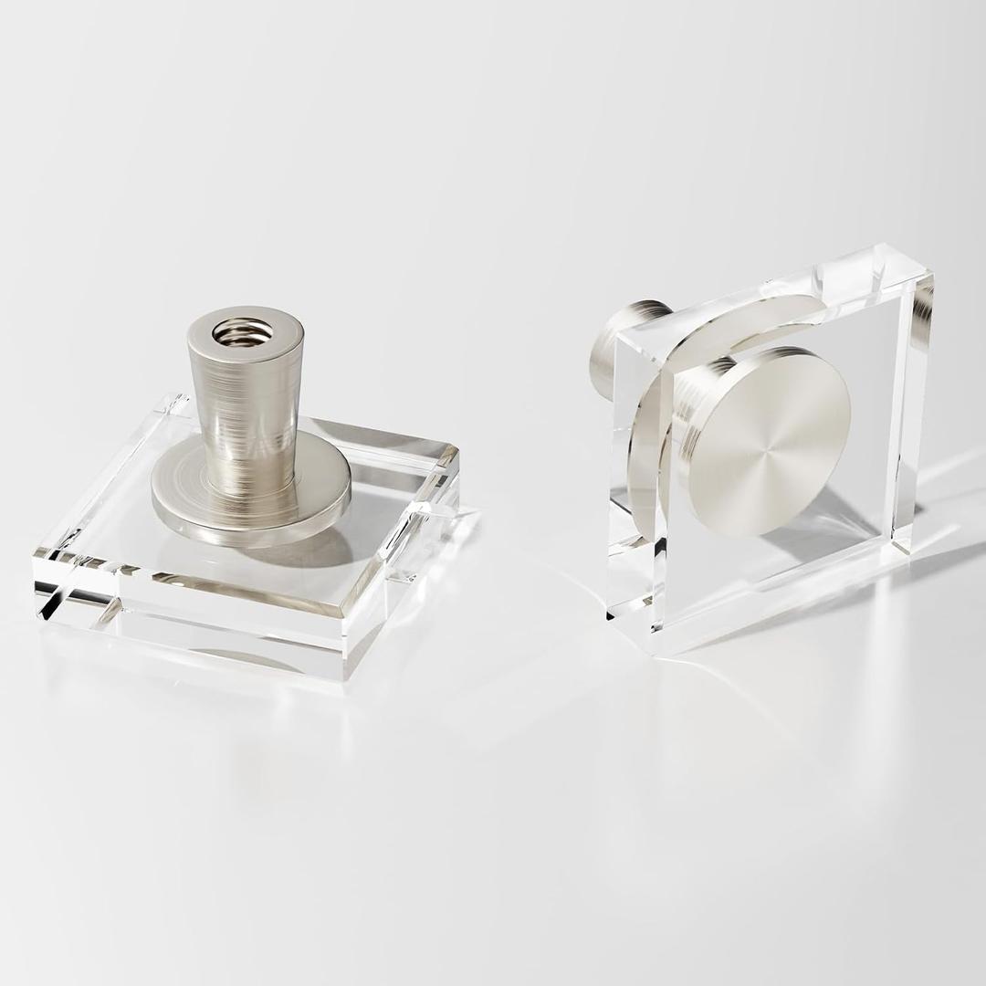 Crystal Kitchen Cabinet 8 Knobs Clear Dresser Knob Cabinets Handles Pulls, Glass Closet Drawer Drawers Cupboard Square Hardware,Satin Brass Copper Bathroom Bedroom Pull Morden Knobs Brushed Nickel