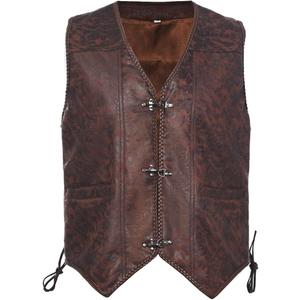 Mens Renaissance Pirate Vest Medieval Vintage Sleeveless Waistcoat Halloween Viking Cosplay Costume (M)