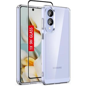 Guarishel for Samsung Galaxy S25-Edge Case: Military-Grade Shockproof Phone Cover with Tempered Glass Screen Protector, Anti-Scratch & Reinforced Bumpers - Crystal Clear