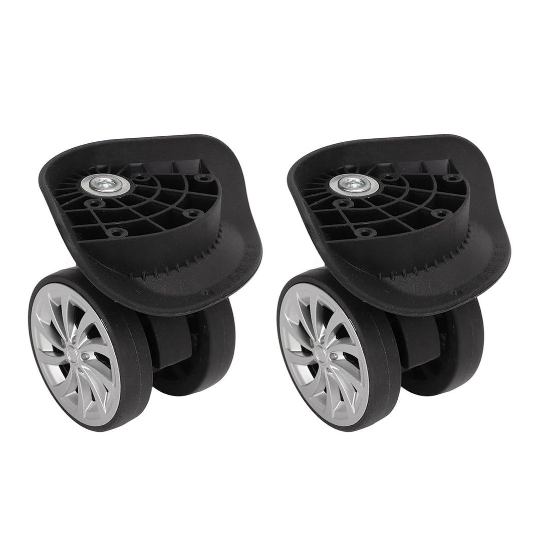 2PCS Luggage Wheels Replacement, Left and Right Suitcase Nylon Black Luggage Wheels for Replacement Upgrade Travel