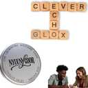 Crossword Solitaire Dice Game, Q Missing Word Spelling Origin Dice Games, q Absent Less Wooden Letter Tiles Board Games for Camping,with Metal Case & Pouch (Silver)